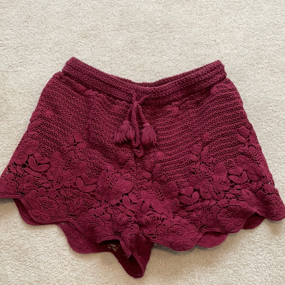 Burgundy knit shorts